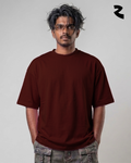 Chocolate Brown Plain Oversized Tshirt - 240 GSM